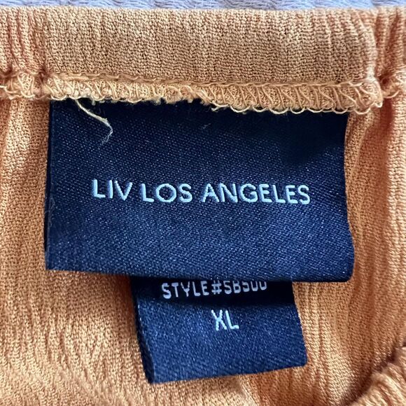 Liv Los Angeles Blouse Women XL Yellow Floral Embroidered Boho Peasant Top Shirt - Picture 6 of 10